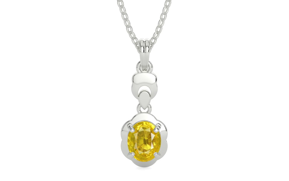 Sterling Silver Thailand Yellow Sapphire Pendant Limited Quality (P6)