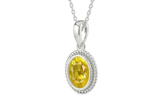 Sterling Silver Thailand Yellow Sapphire Pendant Limited Quality (P7)