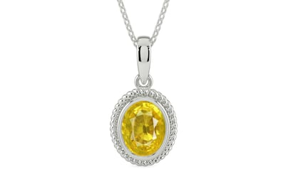Sterling Silver Thailand Yellow Sapphire Pendant Limited Quality (P7)