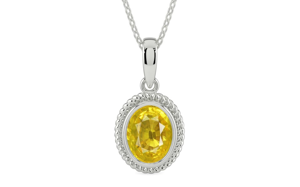Sterling Silver Thailand Yellow Sapphire Pendant Limited Quality (P7)