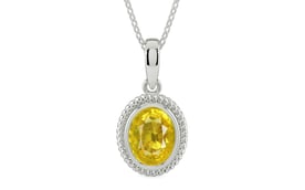 Sterling Silver Thailand Yellow Sapphire Pendant Limited Quality (P7)