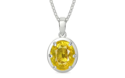 Sterling Silver Thailand Yellow Sapphire Pendant Limited Quality (P8)