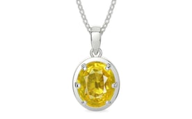 Sterling Silver Thailand Yellow Sapphire Pendant Limited Quality (P8)