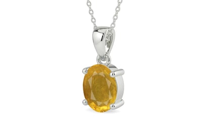 Sterling Silver Thailand Yellow Sapphire Pendant Prime Quality (P10)