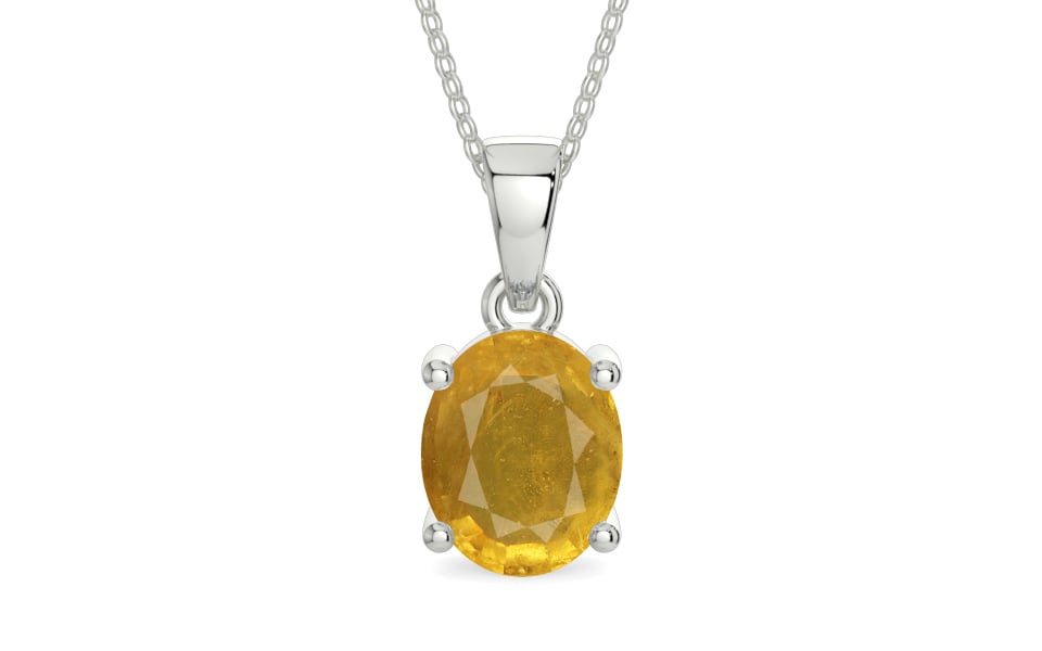Sterling Silver Thailand Yellow Sapphire Pendant Prime Quality (P10)