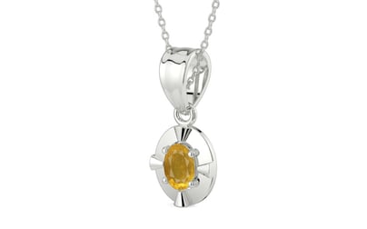 Sterling Silver Thailand Yellow Sapphire Pendant Prime Quality (P11)