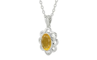 Sterling Silver Thailand Yellow Sapphire Pendant Prime Quality (P3)