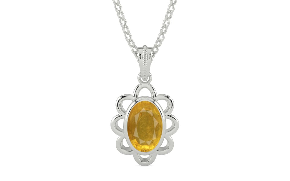 Sterling Silver Thailand Yellow Sapphire Pendant Prime Quality (P3)