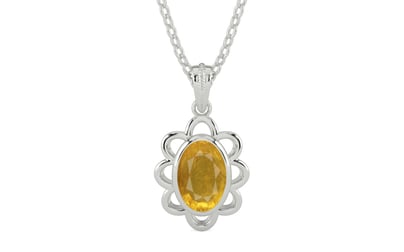 Sterling Silver Thailand Yellow Sapphire Pendant Prime Quality (P3)