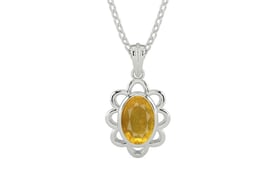 Sterling Silver Thailand Yellow Sapphire Pendant Prime Quality (P3)