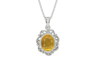 Sterling Silver Thailand Yellow Sapphire Pendant Prime Quality (P5)