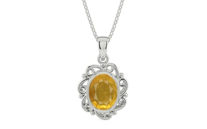Sterling Silver Thailand Yellow Sapphire Pendant Prime Quality (P5)