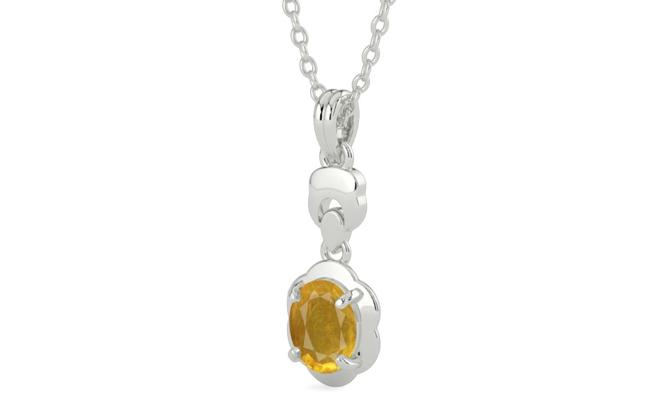 Sterling Silver Thailand Yellow Sapphire Pendant Prime Quality (P6)