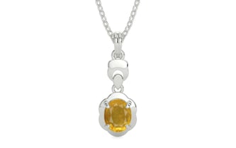 Sterling Silver Thailand Yellow Sapphire Pendant Prime Quality (P6)