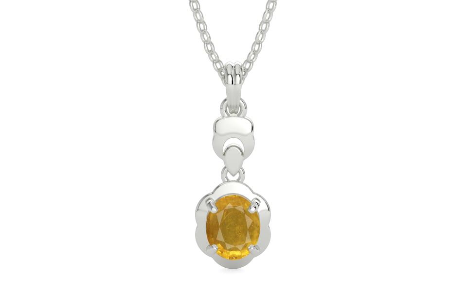 Sterling Silver Thailand Yellow Sapphire Pendant Prime Quality (P6)