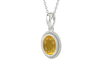 Sterling Silver Thailand Yellow Sapphire Pendant Prime Quality (P7)