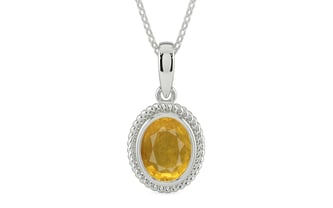 Sterling Silver Thailand Yellow Sapphire Pendant Prime Quality (P7)