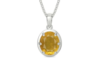 Sterling Silver Thailand Yellow Sapphire Pendant Prime Quality (P8)