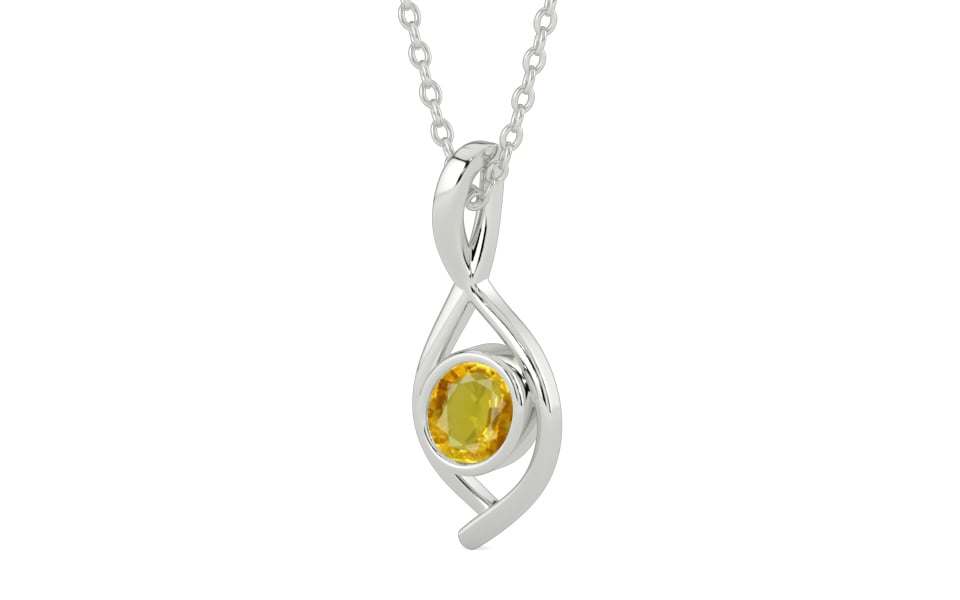 Sterling Silver Thailand Yellow Sapphire Pendant Rare Quality (P1)