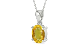 Sterling Silver Thailand Yellow Sapphire Pendant Rare Quality (P10)