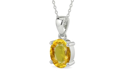 Sterling Silver Thailand Yellow Sapphire Pendant Rare Quality (P10)