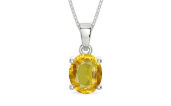 Sterling Silver Thailand Yellow Sapphire Pendant Rare Quality (P10)