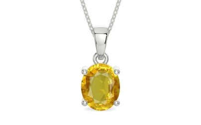 Sterling Silver Thailand Yellow Sapphire Pendant Rare Quality (P10)