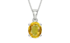 Sterling Silver Thailand Yellow Sapphire Pendant Rare Quality (P10)
