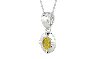 Sterling Silver Thailand Yellow Sapphire Pendant Rare Quality (P11)