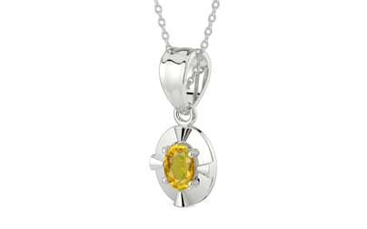 Sterling Silver Thailand Yellow Sapphire Pendant Rare Quality (P11)