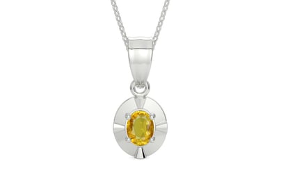 Sterling Silver Thailand Yellow Sapphire Pendant Rare Quality (P11)