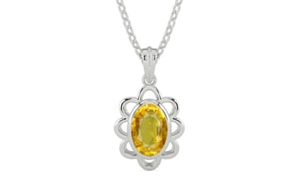 Sterling Silver Thailand Yellow Sapphire Pendant Rare Quality (P3)