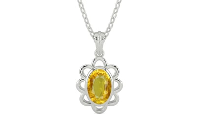 Sterling Silver Thailand Yellow Sapphire Pendant Rare Quality (P3)