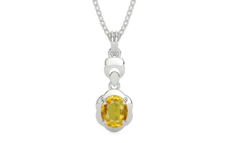 Sterling Silver Thailand Yellow Sapphire Pendant Rare Quality (P6)