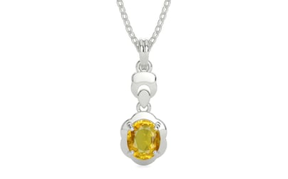Sterling Silver Thailand Yellow Sapphire Pendant Rare Quality (P6)
