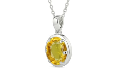 Sterling Silver Thailand Yellow Sapphire Pendant Rare Quality (P8)