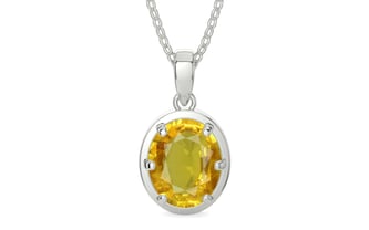Sterling Silver Thailand Yellow Sapphire Pendant Rare Quality (P8)