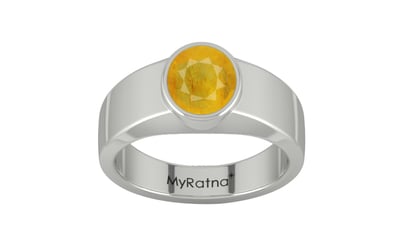 Sterling Silver Thailand Yellow Sapphire Ring Fine Quality (R10)