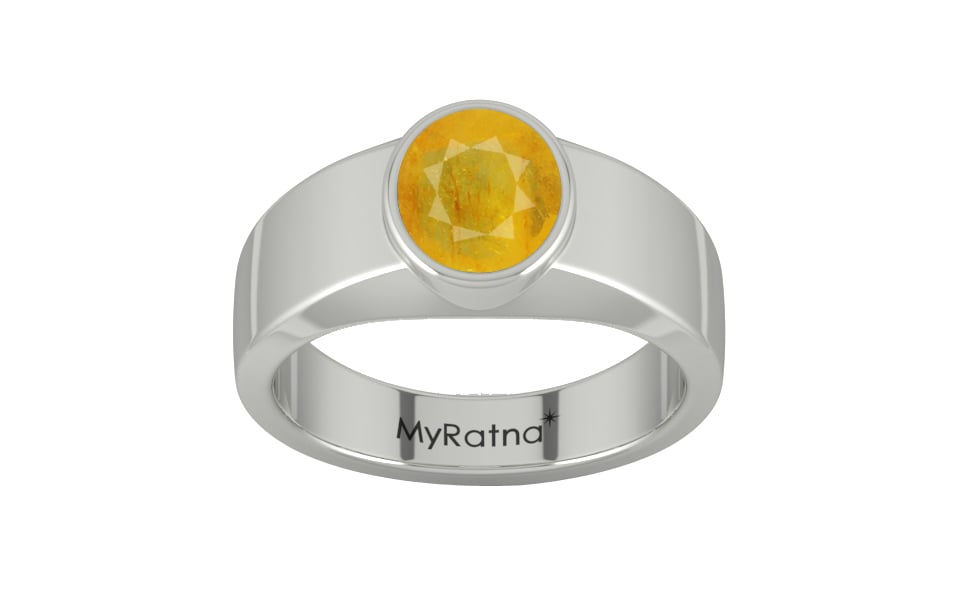 Sterling Silver Thailand Yellow Sapphire Ring Fine Quality (R10)