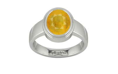 Sterling Silver Thailand Yellow Sapphire Ring Fine Quality (R3)