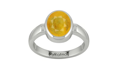 Sterling Silver Thailand Yellow Sapphire Ring Fine Quality (R6)