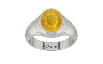 Sterling Silver Thailand Yellow Sapphire Ring Fine Quality (R7)