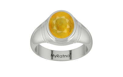 Sterling Silver Thailand Yellow Sapphire Ring Fine Quality (R7)