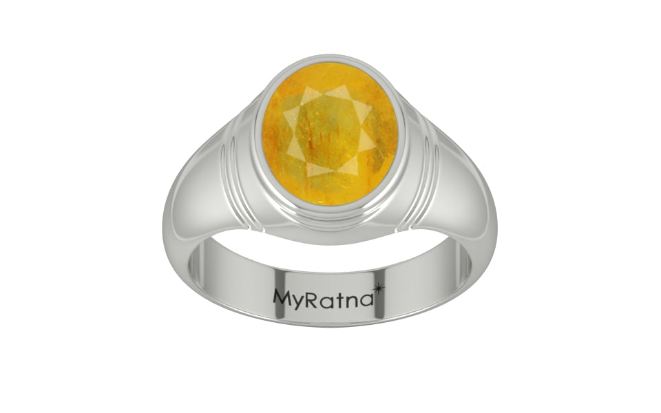Sterling Silver Thailand Yellow Sapphire Ring Fine Quality (R7)