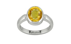 Sterling Silver Thailand Yellow Sapphire Ring Rare Quality (R6)