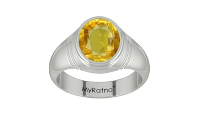 Sterling Silver Thailand Yellow Sapphire Ring Rare Quality (R7)