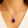Stunning Sterling Silver Amethyst Stone Pendant