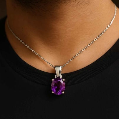 Stunning Sterling Silver Amethyst Stone Pendant
