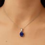 Stunning Sterling Silver Blue Sapphire Stone Pendant