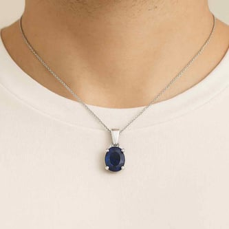 Stunning Sterling Silver Blue Sapphire Stone Pendant